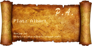 Platz Albert névjegykártya